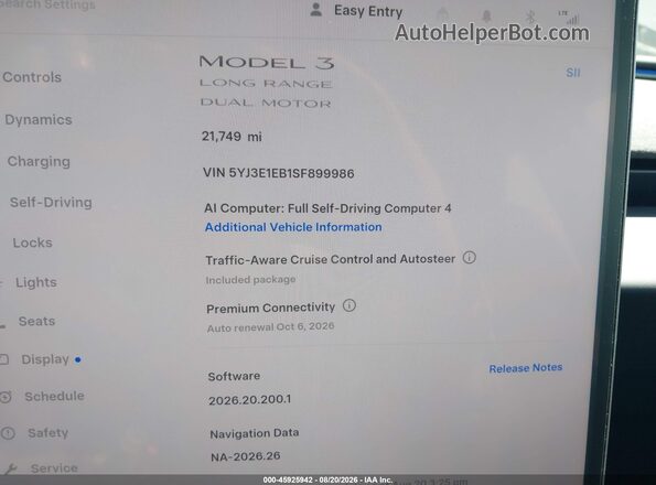 5YJ3E1EB1SF899986 2025 TESLA MODEL 3 Black Vista de los asientos traseros