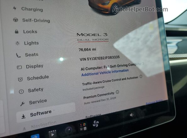 5YJ3E1EB2JF083335 2018 TESLA MODEL Silver Instrument cluster view