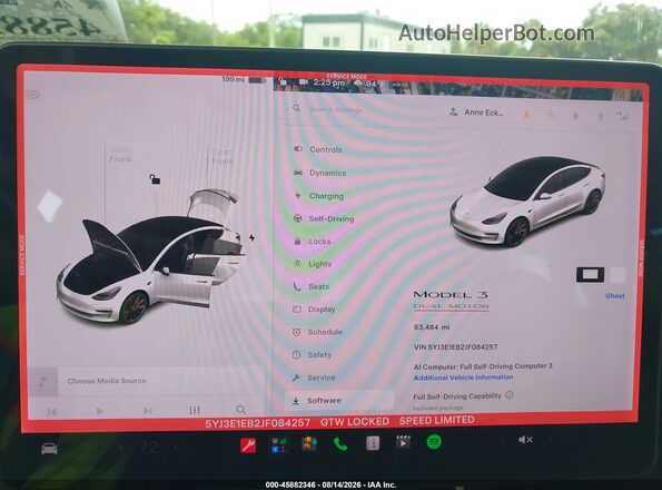 5YJ3E1EB2JF084257 2018 TESLA MODEL 3 White Vista de los asientos traseros
