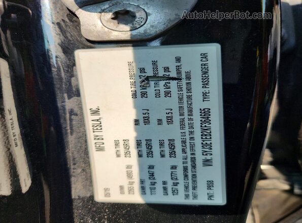 5YJ3E1EB2KF364665 2019 TESLA MODEL Black Շարժիչի բաժամունքի տեսք