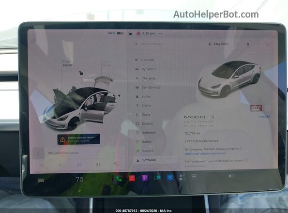 5YJ3E1EB2KF513124 2019 TESLA MODEL 3 White 