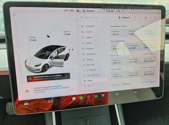 5YJ3E1EB2LF787800 2020 TESLA MODEL White Vista del cuadro de instrumentos