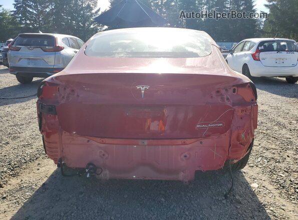 5YJ3E1EB2MF019767 2021 TESLA MODEL Red უკანა ხედი