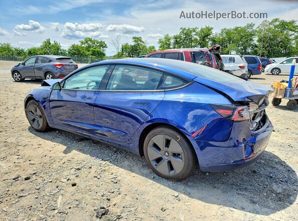5YJ3E1EB2MF049593 2021 TESLA MODEL Blue Rear left