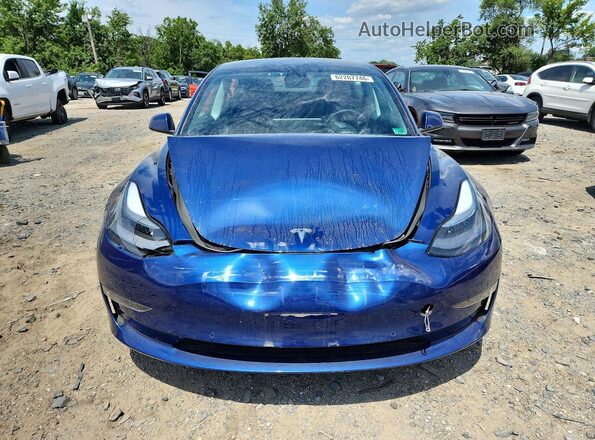 5YJ3E1EB2MF049593 2021 TESLA MODEL Blue Front view