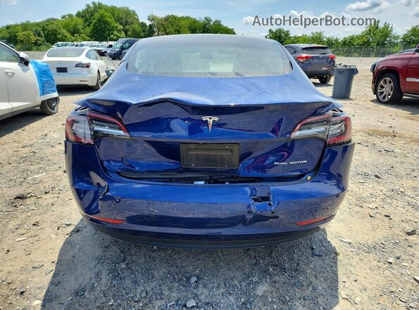 5YJ3E1EB2MF049593 2021 TESLA MODEL Blue Rear view
