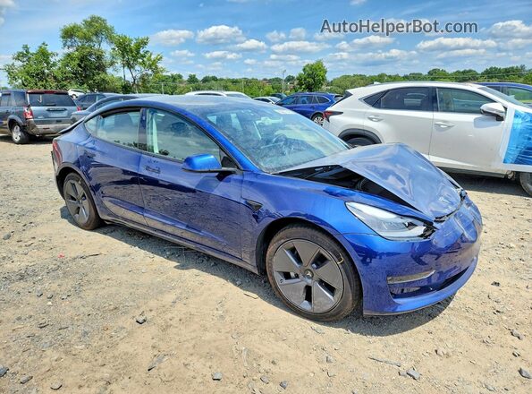 5YJ3E1EB2MF049593 2021 TESLA MODEL Blue Front right