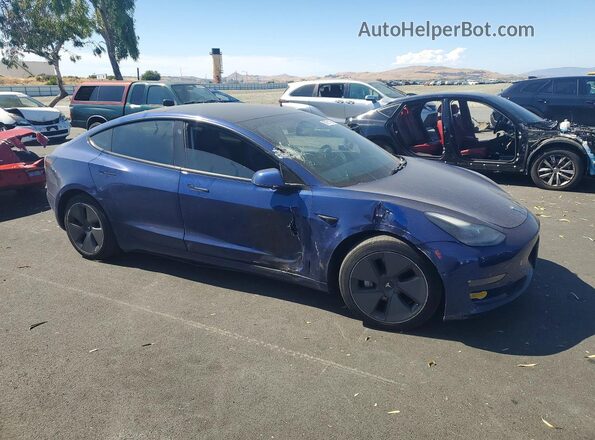5YJ3E1EB2MF074008 2021 TESLA MODEL Blue წინა მარჯვენა