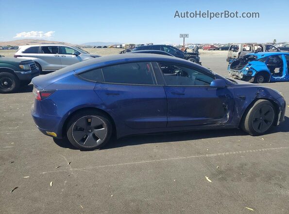 5YJ3E1EB2MF074008 2021 TESLA MODEL Blue უკანა მარჯვენა