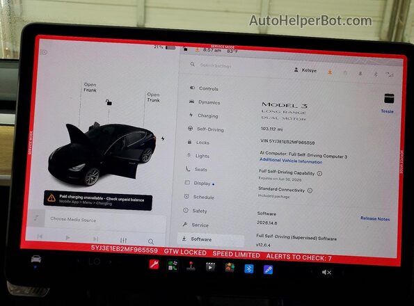 5YJ3E1EB2MF965559 2021 TESLA MODEL Black Widok zestawu wskaźników