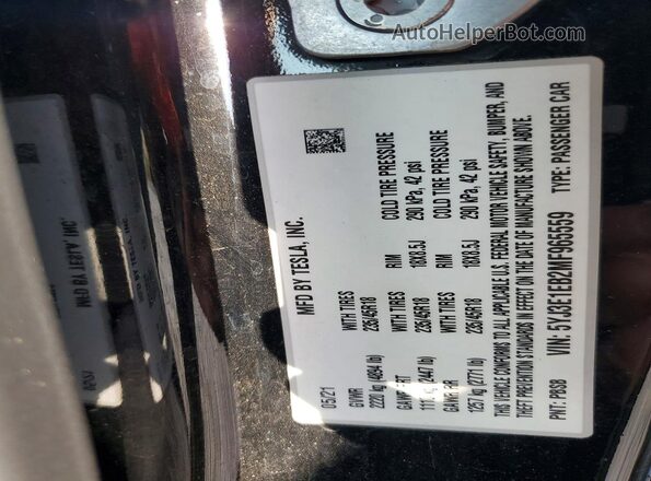 5YJ3E1EB2MF965559 2021 TESLA MODEL Black Widok naklejki z numerem VIN