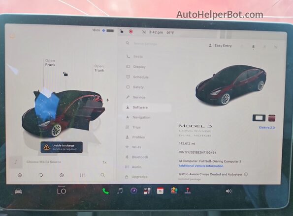 5YJ3E1EB2NF192464 2022 TESLA MODEL Красный Вид щитка приборов