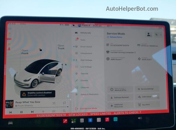 5YJ3E1EB2NF192979 2022 TESLA MODEL 3 Белый Вид задних сидений