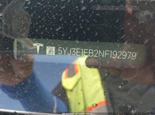5YJ3E1EB2NF192979 2022 TESLA MODEL 3 Белый Вид подкапотного пространства