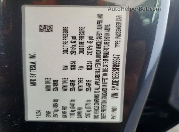 5YJ3E1EB2SF899947 2025 TESLA MODEL Серый Вид подкапотного пространства