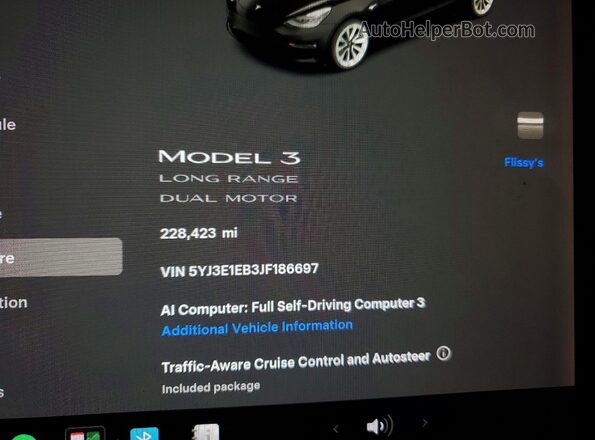 5YJ3E1EB3JF186697 2018 TESLA MODEL Black Widok zestawu wskaźników