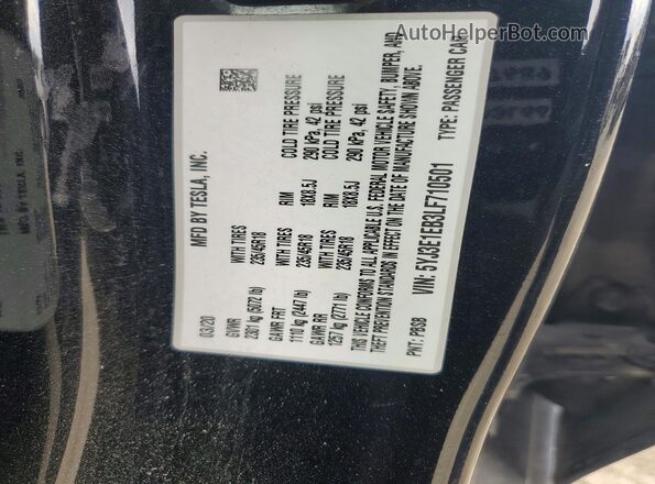 5YJ3E1EB3LF710501 2020 TESLA MODEL Black Вид підкапотного простору