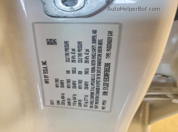 5YJ3E1EB3MF065396 2021 TESLA MODEL Белый Вид подкапотного пространства