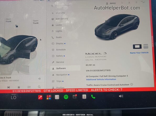 5YJ3E1EB3NF277815 2022 TESLA MODEL 3 Gray Հետևի նստատեղերի տեսք