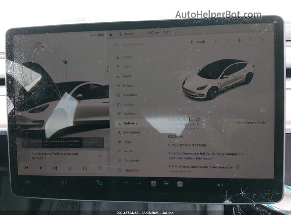 5YJ3E1EB3NF327936 2022 TESLA MODEL 3 Белый 