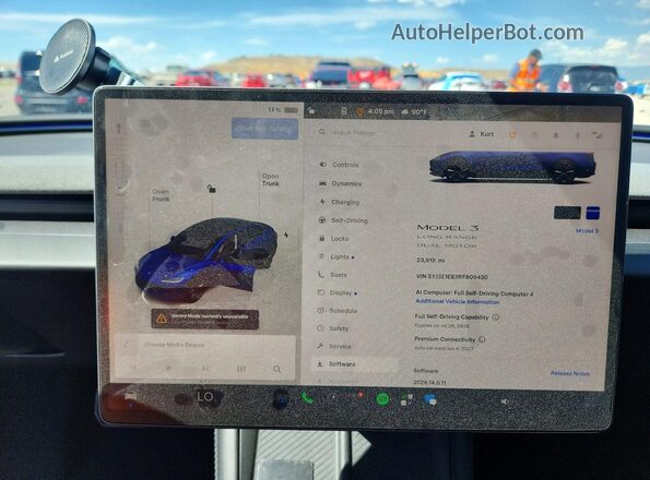 5YJ3E1EB3RF809490 2024 TESLA MODEL Синий Вид щитка приборов