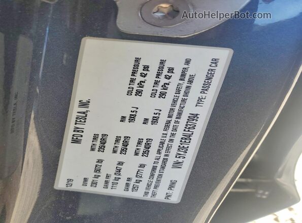 5YJ3E1EB4LF637994 2020 TESLA MODEL Charcoal Շարժիչի բաժամունքի տեսք