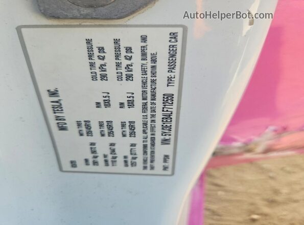 5YJ3E1EB4LF712550 2020 TESLA MODEL Розовый Вид подкапотного пространства