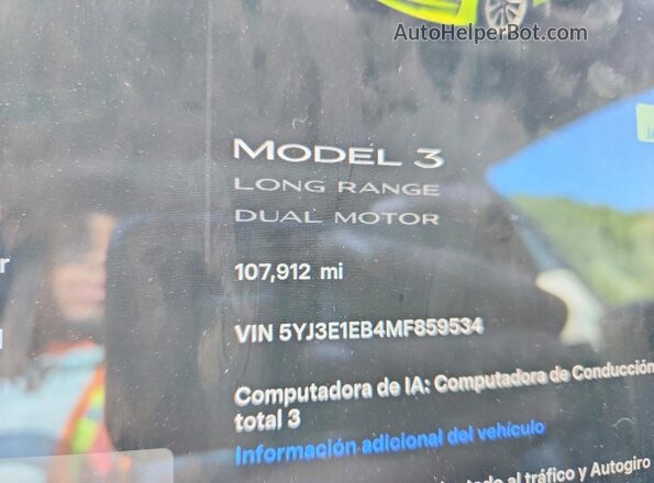 5YJ3E1EB4MF859534 2021 TESLA MODEL Черный Вид щитка приборов