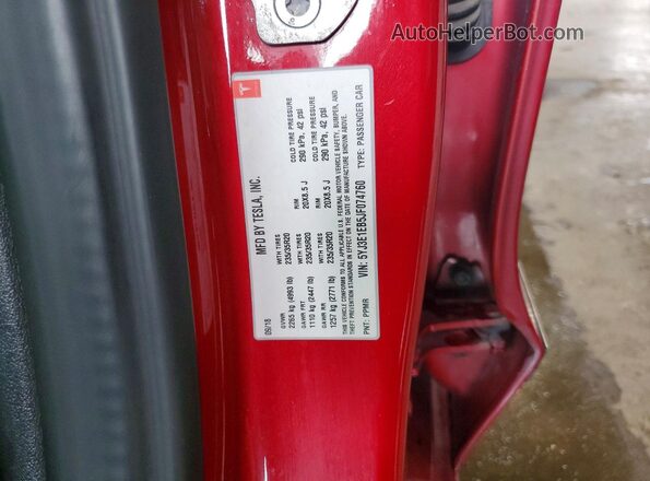5YJ3E1EB5JF074760 2018 TESLA MODEL Red Вид наклейки з VIN-кодом