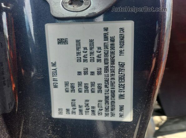 5YJ3E1EB5LF791467 2020 TESLA MODEL Gray Engine compartment view
