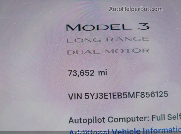 5YJ3E1EB5MF856125 2021 TESLA MODEL 3 Gray 