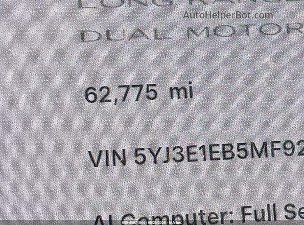 5YJ3E1EB5MF927016 2021 TESLA MODEL 3 White 
