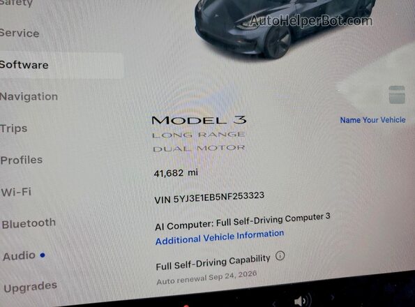 5YJ3E1EB5NF253323 2022 TESLA MODEL Gray Widok zestawu wskaźników