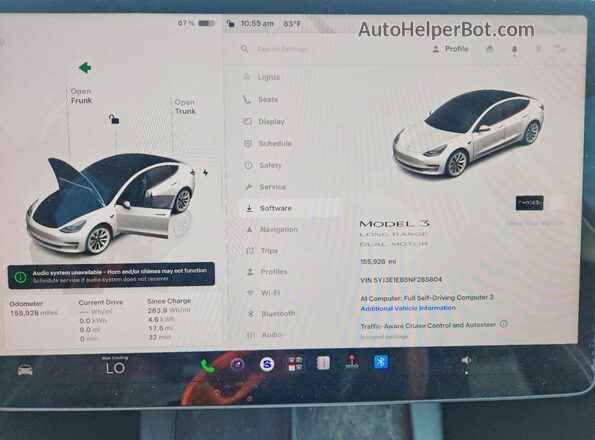 5YJ3E1EB5NF285804 2022 TESLA MODEL White Вид щитка приладів