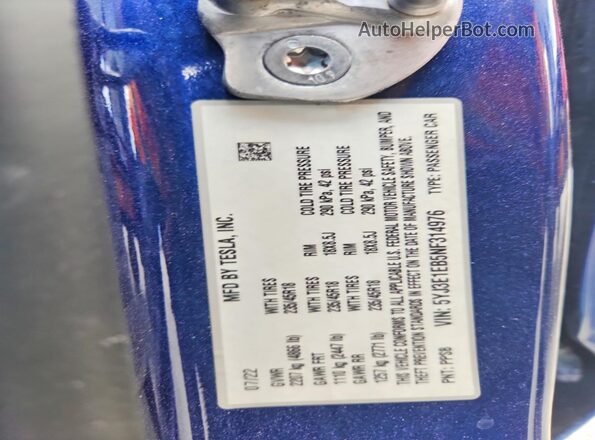 5YJ3E1EB5NF314976 2022 TESLA MODEL Blue Widok komory silnika