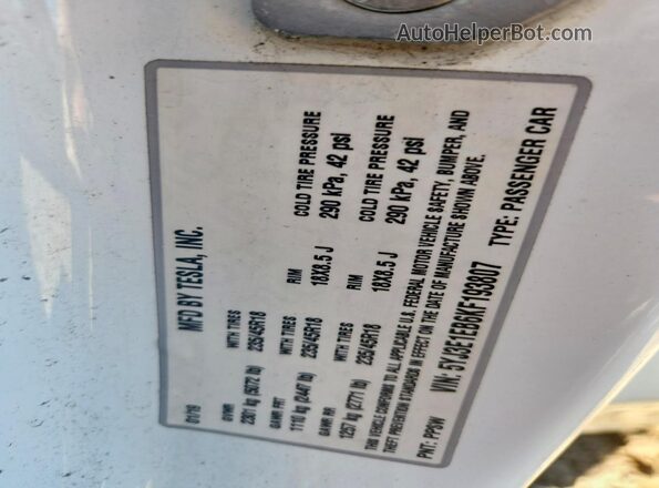 5YJ3E1EB6KF193807 2019 TESLA MODEL White ძრავის განყოფილების ხედი