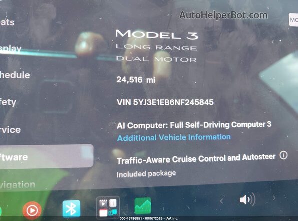 5YJ3E1EB6NF245845 2022 TESLA MODEL 3 Gray 