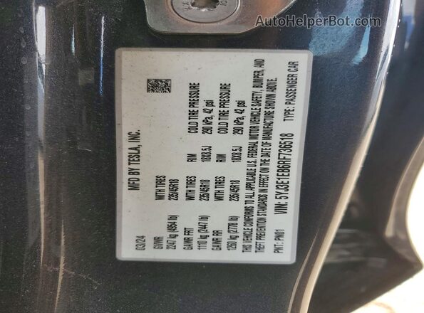 5YJ3E1EB6RF736518 2024 TESLA MODEL Charcoal Vista del compartimento del motor