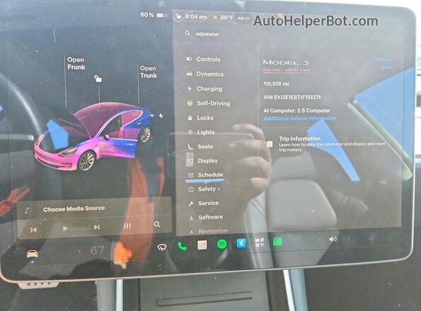 5YJ3E1EB7JF151371 2018 TESLA MODEL Gray Вид щитка приладів