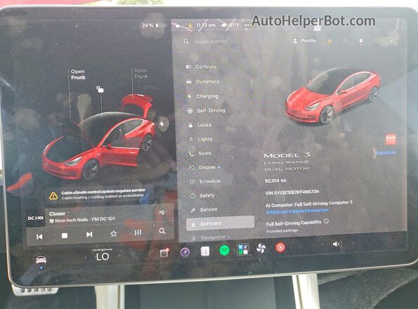 5YJ3E1EB7KF496739 2019 TESLA MODEL Красный Вид щитка приборов