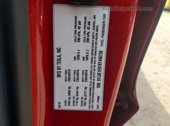 5YJ3E1EB7KF496739 2019 TESLA MODEL Красный Вид подкапотного пространства