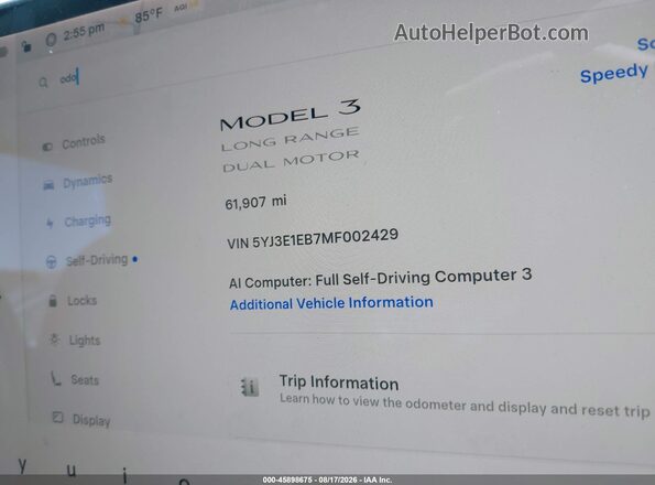 5YJ3E1EB7MF002429 2021 TESLA MODEL 3 Black 