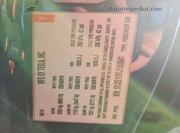 5YJ3E1EB8JF063641 2018 TESLA MODEL Blue Շարժիչի բաժամունքի տեսք
