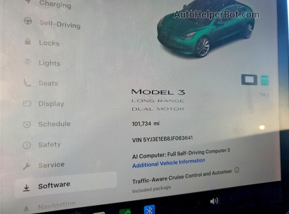 5YJ3E1EB8JF063641 2018 TESLA MODEL Blue Սարքավորումների վահանակի տեսք