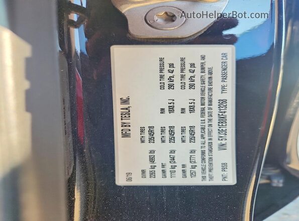 5YJ3E1EB8KF413268 2019 TESLA MODEL Black Engine compartment view