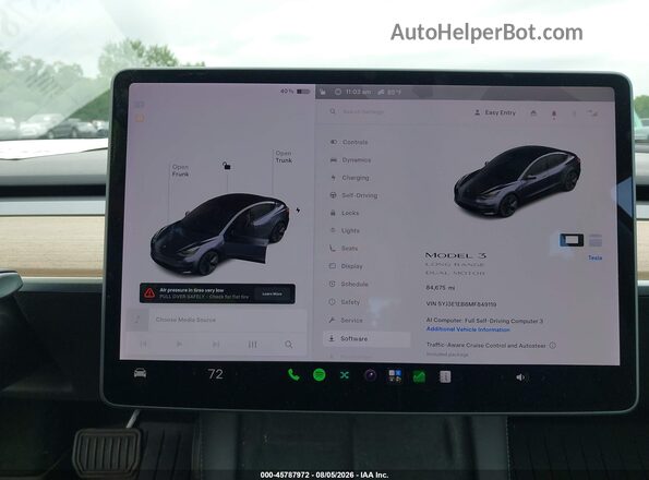 5YJ3E1EB8MF849119 2021 TESLA MODEL 3 Gray Widok tylnych siedzeń