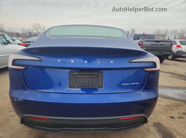 5YJ3E1EB8RF795585 2024 TESLA MODEL Синий Вид сзади