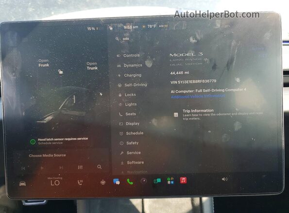 5YJ3E1EB8RF836779 2024 TESLA MODEL Черный Вид щитка приборов