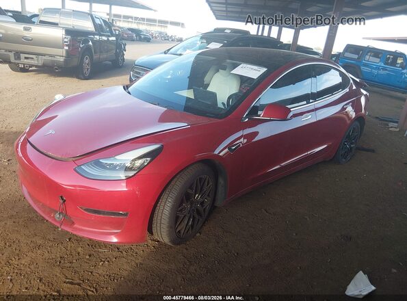 5YJ3E1EB9JF075216 2018 TESLA MODEL 3 Red Առջևի ձախ երեք քառորդ տեսարան