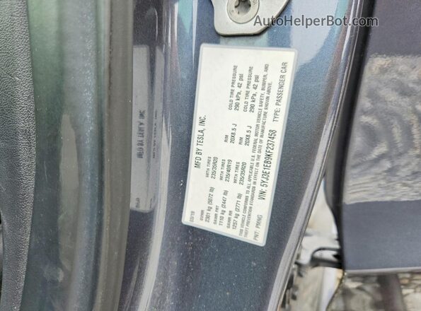 5YJ3E1EB9KF237458 2019 TESLA MODEL Charcoal VIN კოდის სტიკერის ხედი